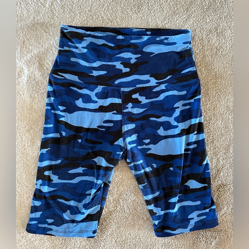 Blue Camouflage Biker Shorts One Size